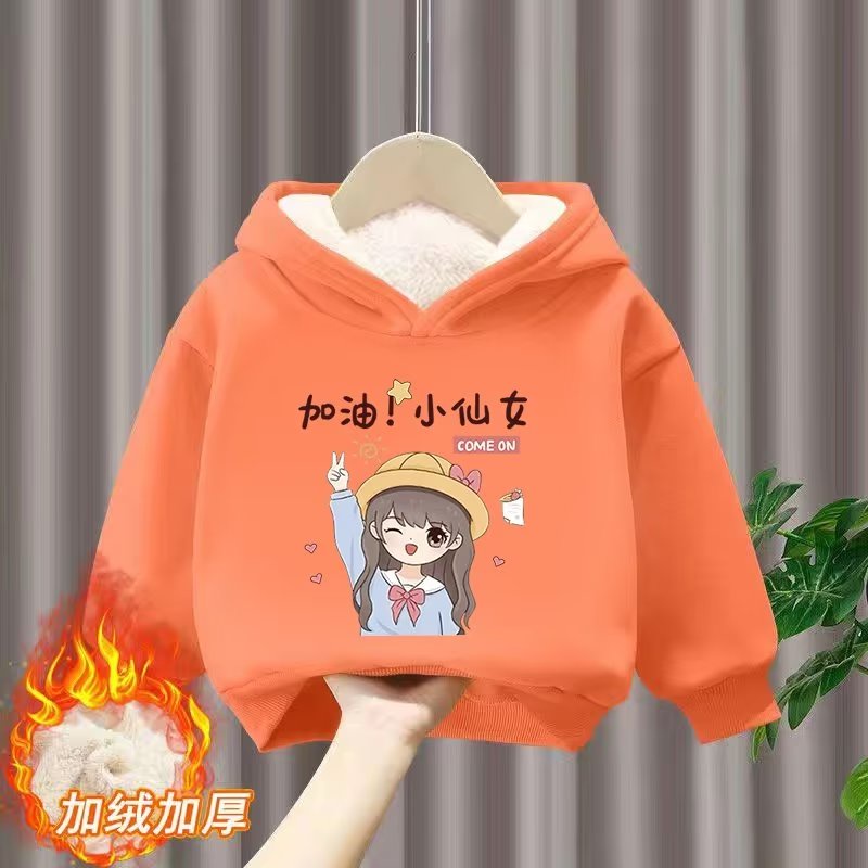Áo Hoodie Lót Lông Cừu Dày Dặn Thời Trang Mùa Thu Cho Bé Gái