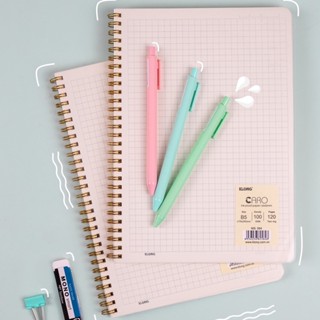 Vở KLONG CARO Ô Vuông (6x6)mm B5 120 200 trang Lò Xo Kép Bìa Trong Suốt MS 584 585 508