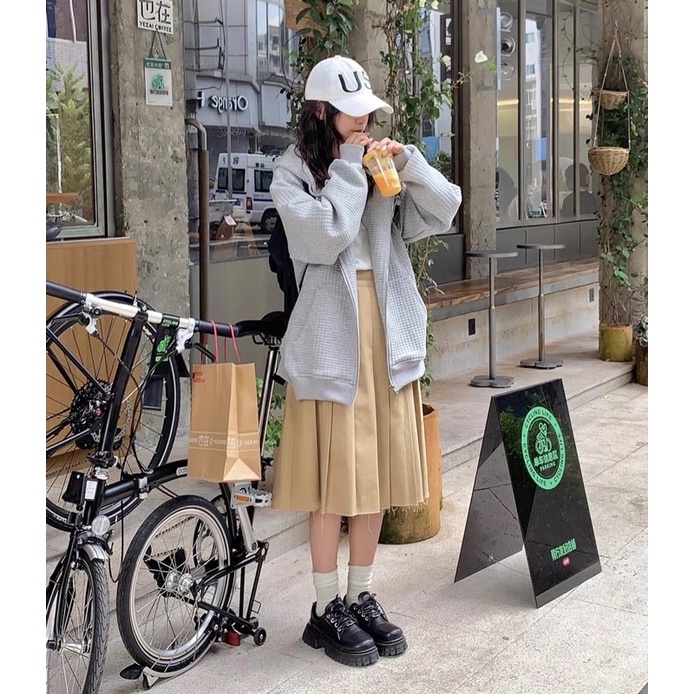 ÁO KHOÁC HODDIE XỐP Ô FORM TO