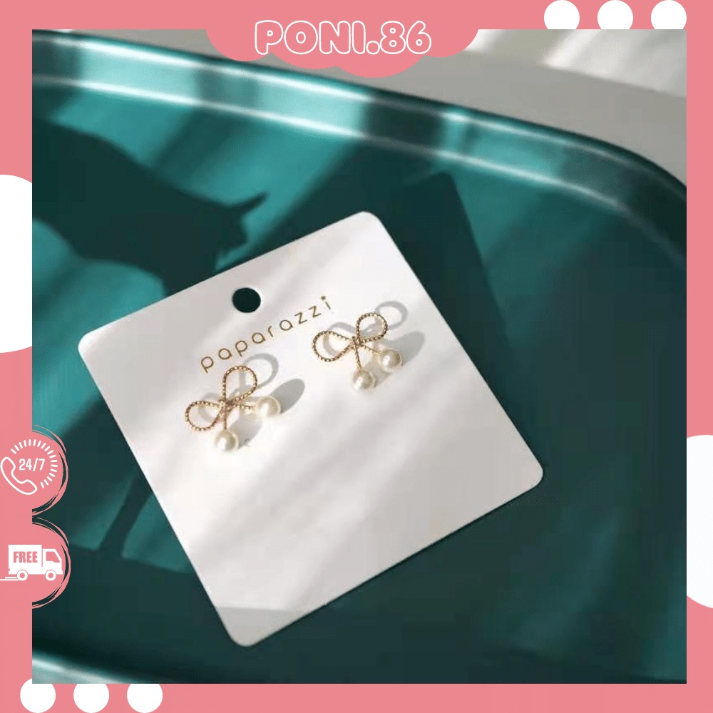 Hoa tai bông tai hình nơ đính ngọc dễ thương phong cách tiểu thư dễ phối đồ