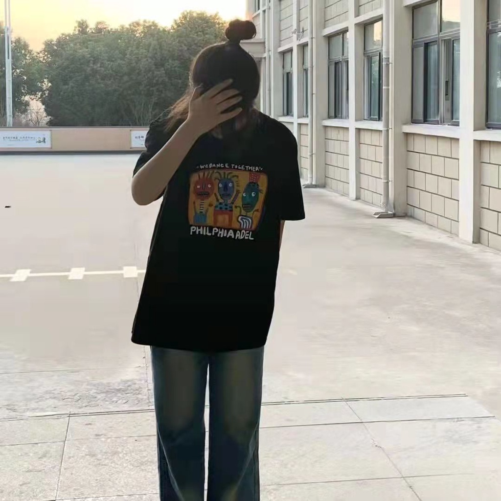 NRVP Áo Thun Unisex Mùa Hè Dáng Suông Tay Cộc Phong Cách Hàn Quốc Cho Nam Nữ