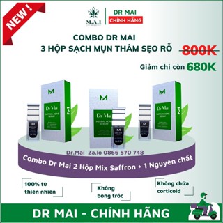 Dr Mai, combo 1 hộp dr mai nguyên chất và 2 hộp mix saffron sạch bay mụn sạch thâm dưỡng da căng bóng mịn màng