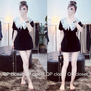 Áo nhung tay bồng phối ren Bigsize