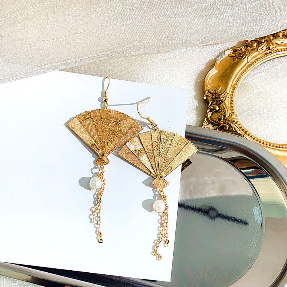 Ahour1 Bông Tai Dáng Dài Phối Tua Rua Phong Cách vintage Thời Trang