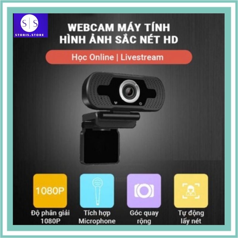 Webcam máy tính có mic HY18 độ phân giải Full HD 1080p hình ảnh sắc nét tự động lấy nét tích hợp micro âm thanh