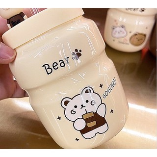 Bình Giữ Nhiệt Hình Gấu Bear Kèm Ống Hút