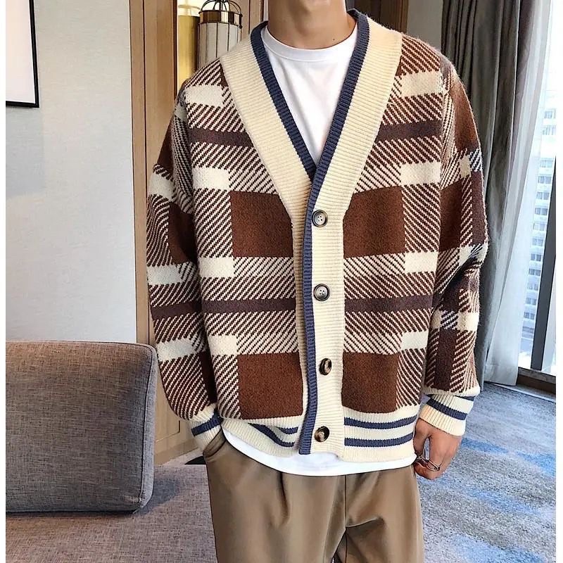 Áo Khoác Cardigan Retro Kẻ To