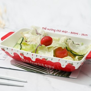 Bộ bát đĩa dâu tây đỏ sữa phủ chảy