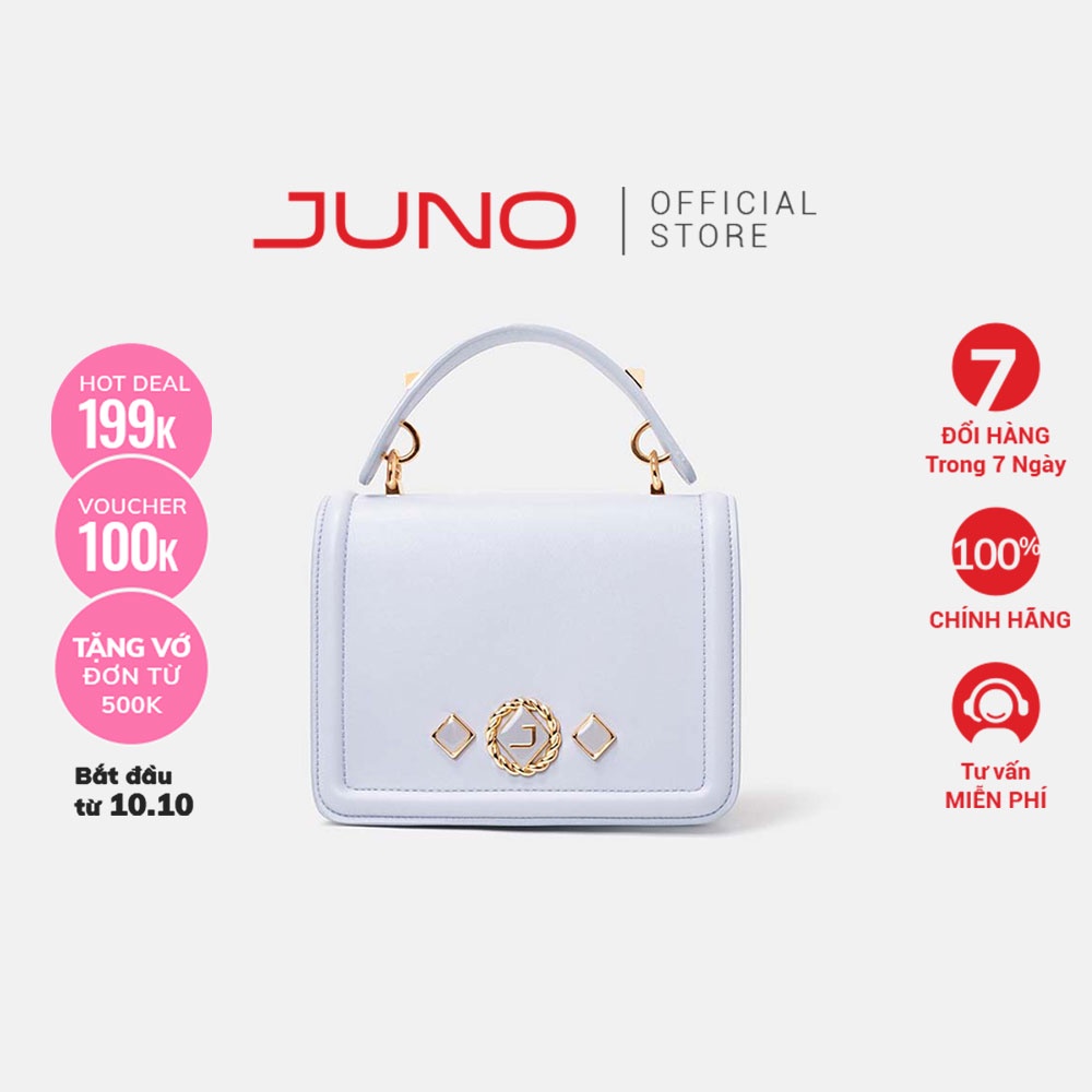 Túi Xách Nhỏ Nữ Thời Trang JUNO Thân Xếp Cạnh Khoá Trang Trí TXN554