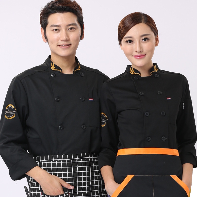 Áo Đồng Phục Đầu Bếp Nhà Hàng Khách Sạn Tay Ngắn Kiểu Tây Thời Trang Thu Đông Cho Nam