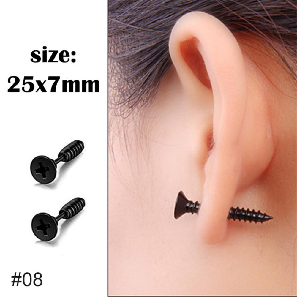 Bông Tai N4T9 Bằng Thép Không Gỉ Màu Đen Đơn Giản Sáng Tạo