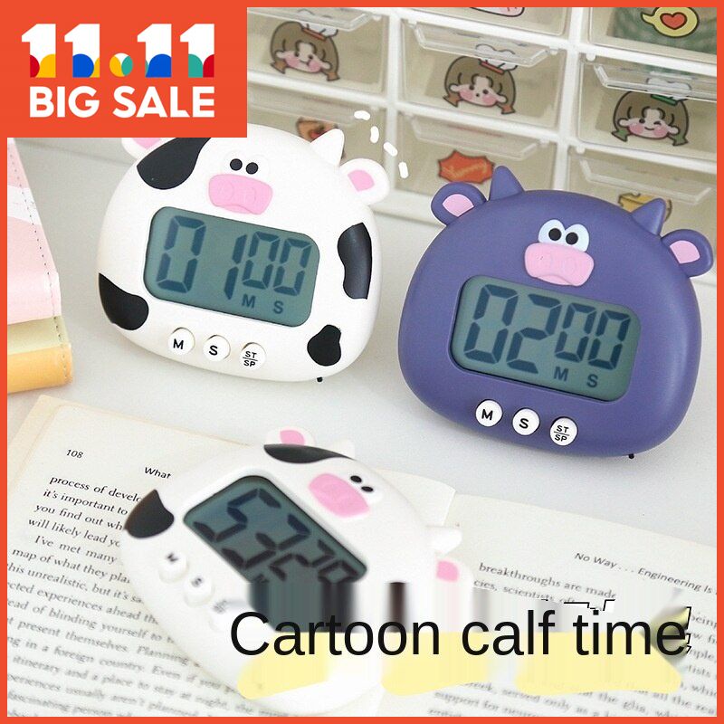 Cartoon timer for students, electronic mobile learning planning, child time management, portable and cute kitchen timer