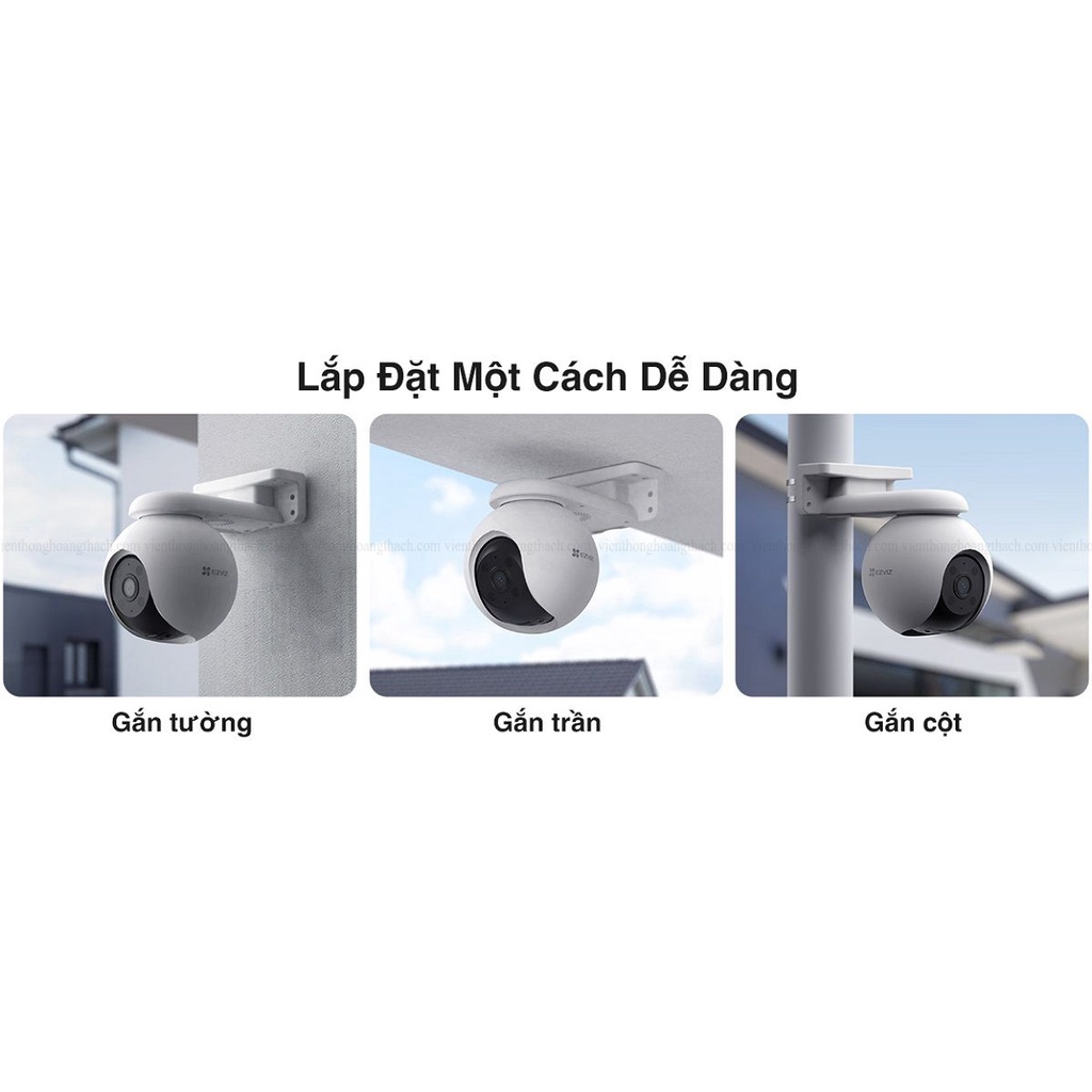 Camera WiFi EZVIZ H8 PRO 2K 3MP - Full HD, Xoay 360 độ, Đàm Thoại 2 Chiều, Phát Hiện Chuyển Động - VTS Smart