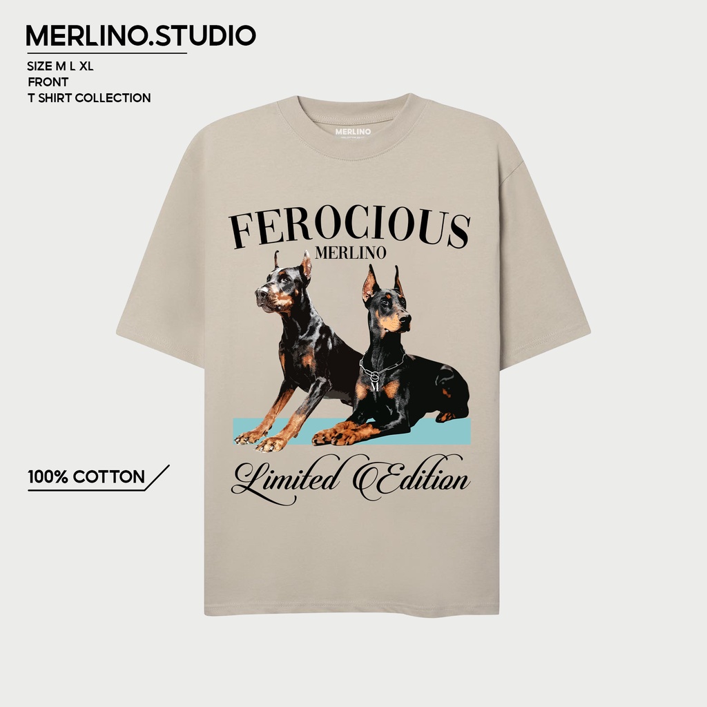 Áo thun Merlino Studio I Ferocious - Form America, tay lỡ  unisex, 100% Cotton 2WS