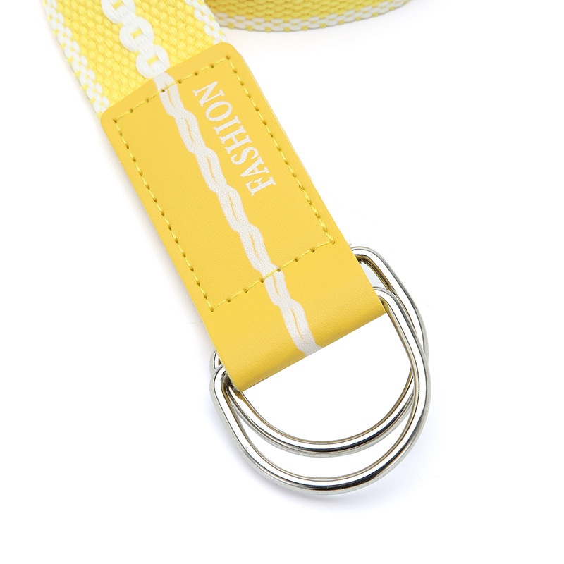 Thắt Lưng Vải Canvas Hai Vòng Khóa Dài Kẻ Sọc Màu Sắc Tương Phản Nghệ Thuật Cho Nữ