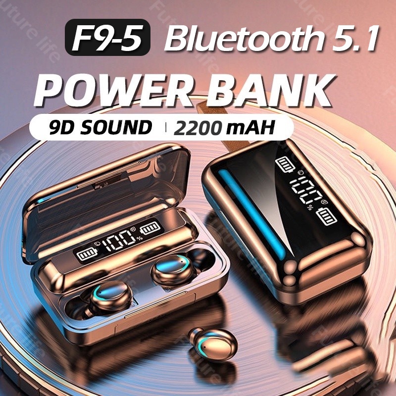 F9/M10 Tai Nghe Bluetooth 2000mAh Battery Led Display True Wireless Chống Nước Cảm Ứng Tai Nghe Không Dây