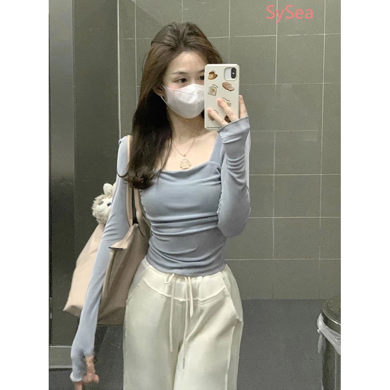 Áo Kiểu Cổ Vuông Thời Trang Mùa Thu Hàn Quốc Cho Nữ