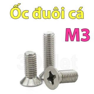 20 ốc đuôi cá m3, ốc đầu col m3, ốc vít, ốc ren, bulong