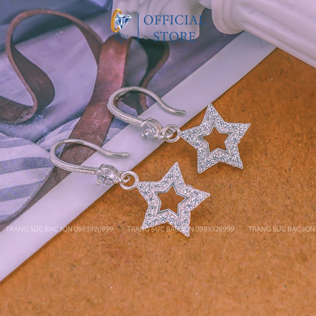 Bông tai bạc đẹp mẫu ngôi sao đính đá nhỏ xinh xắn ms10/ Trang sức bạc JQN