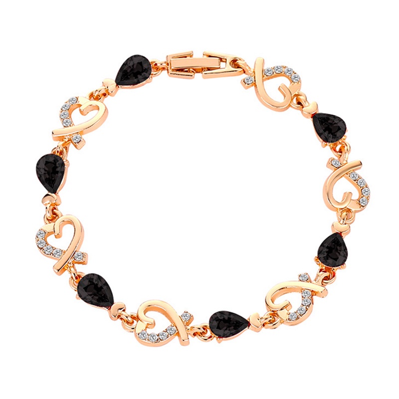 Vòng Tay Mắt Xích Nối Đính Đá Zircon Hình Trái Tim Có Thể Điều Chỉnh Cho Nữ