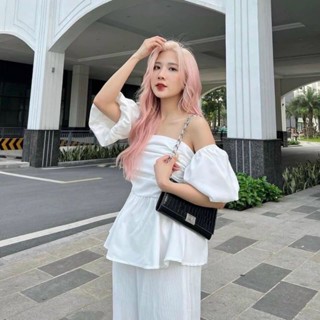 [CÓ SẴN]- ÁO PEPLUM TRẮNG TRỄ VAI TAY PHỒNG  BÁNH BÈO, DỄ THƯƠNG, KỶ YẾU, SINH NHẬT, ĐI TIỆC CƯỚI,  TIỂU THƯ, CÔNG CHÚA