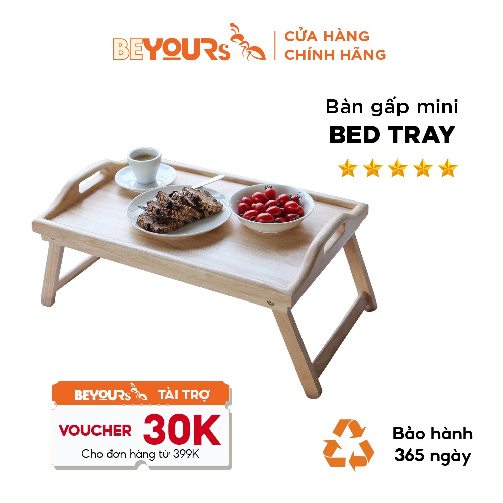 Bàn ăn mini BEYOURs Bed Tray gỗ MDF dán Veneer, chân gấp gọn tiện lợi, màu gỗ