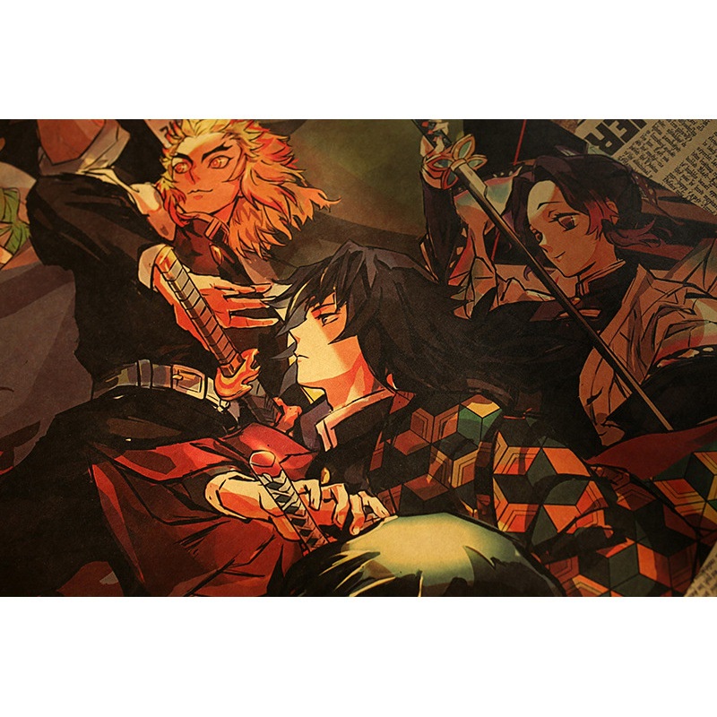Poster Kimetsu No Yaba 70*40cm Giấy dán tường Anime siêu đẹp