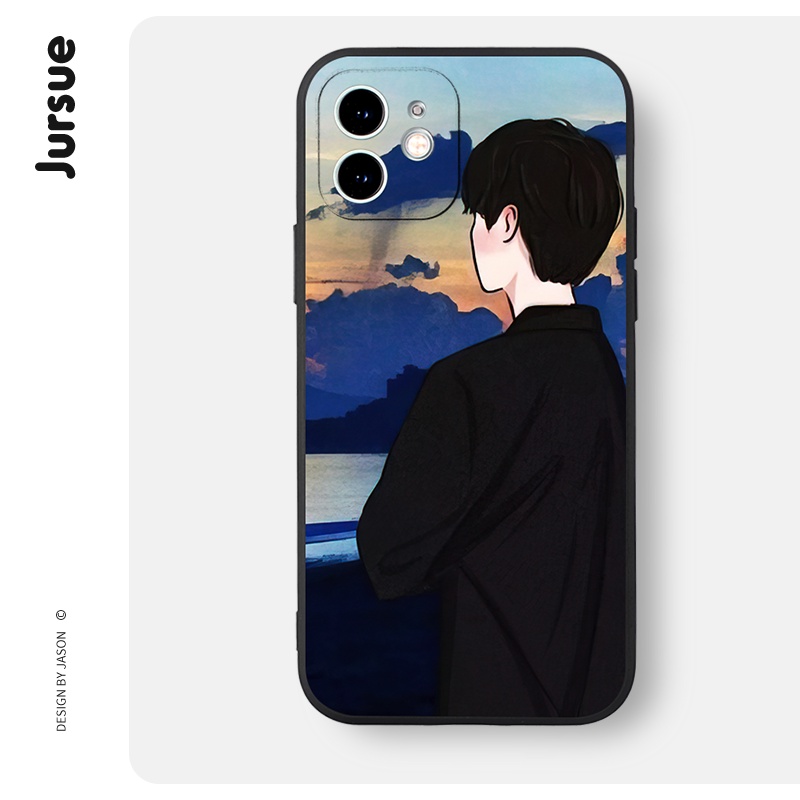 Ốp điện thoại JURSUE hoạt hình cặp đôi dễ thương đẹp nam nữ silicon mềm Cho iPhone 14 13 12 11 Pro Max SE 2020 X XR XS 8 7 ip 6S 6 Plus kute XYH797