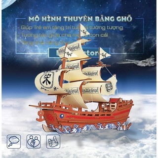 Thuyền /mô hình thuyền ghỗ lắp ráp 3d tb01