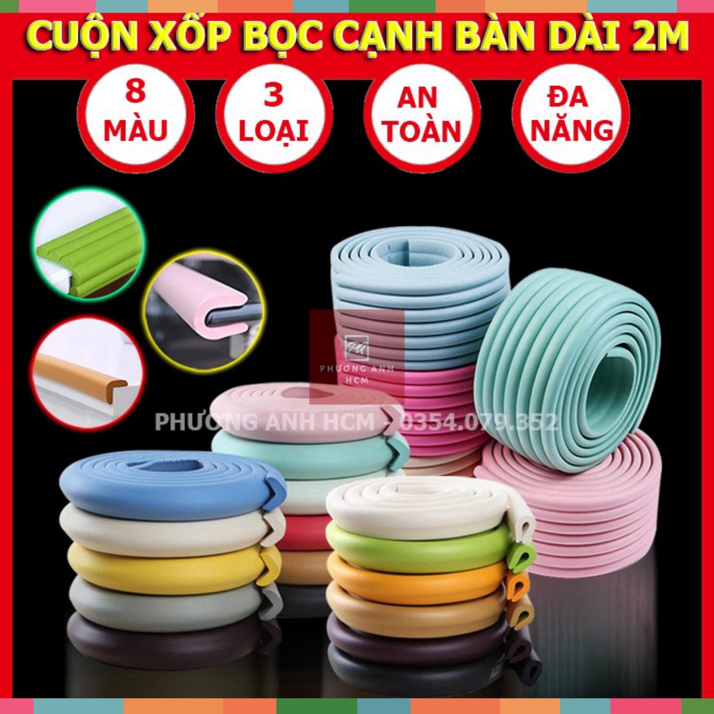 APS Cuộn Xốp Bọc Cạnh Bàn Hình Chữ L/ U/ W Dài 2M an toàn và tin cậy Cho Bé - Dây cao su đặc Nẹp Bịt Góc Bàn, Ghế, Tường