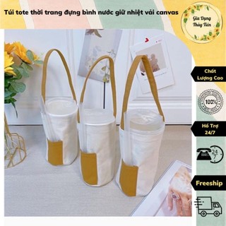 Túi tote thời trang đựng bình nước giữ nhiệt vải canvas