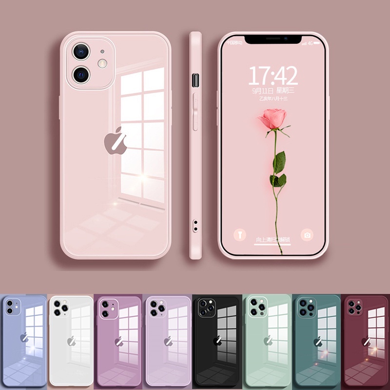 Ốp Điện Thoại Mặt Kính Cứng Mẫu Mới Cho iPhone 12 13 11 XS XR X 6 8 7 SE Mini Plus Pro Max