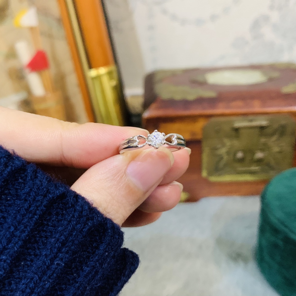N9.209 Nhẫn bạc đa trắng kiểu nhẹ nhàng | Độc lạ | Vintage | Silver | Si Nhật | Japan | 2HAND | Bạc |