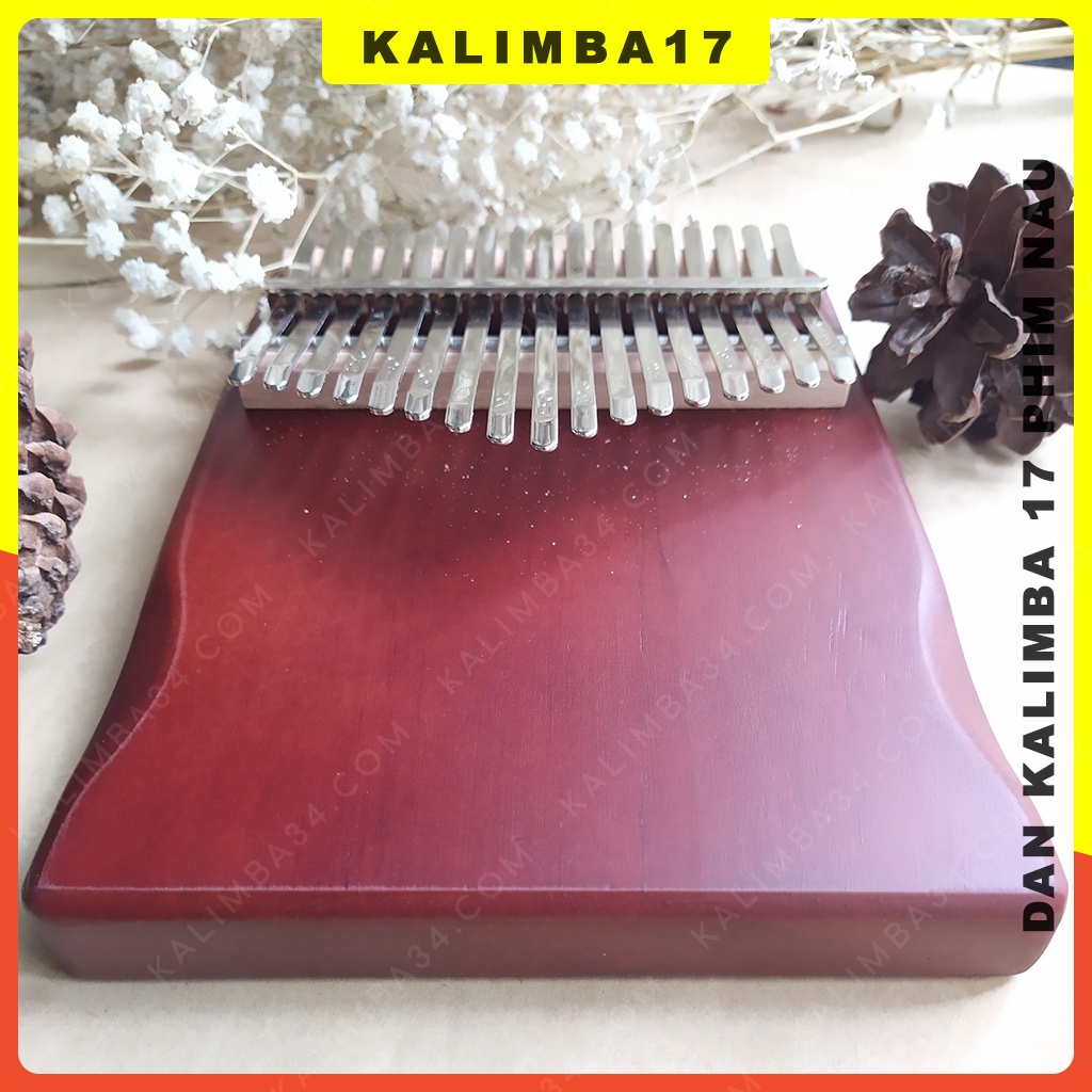 Đàn kalimba 17 phím cơ bản màu nâu, Kalimba gỗ tấm nguyên khối, Piano ngón tay cái , đồ chơi cho bé hấp dẫn kèm phụ kiện