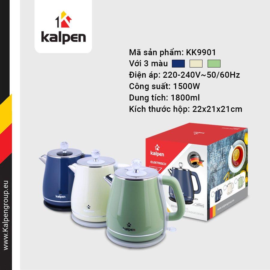 ẤM ĐUN NƯỚC SIÊU TỐC 2 LỚP KALPEN KK9901, 1.8L, CÔNG SUẤT 2200W