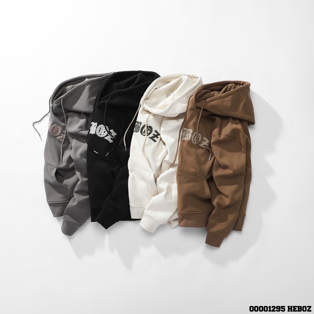 Áo hoodie nỉ thêu xù Heboz 4M chất nỉ dày dặn cao cấp - 00001295