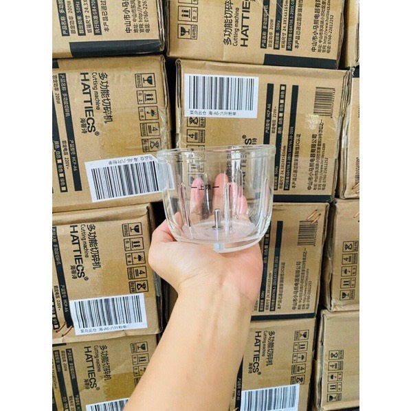 Máy Xay Hattiecs cho bé ăn dặm loại 6 Lưỡi 0.3L Cối Thuỷ Tinh bảo hành 12 tháng