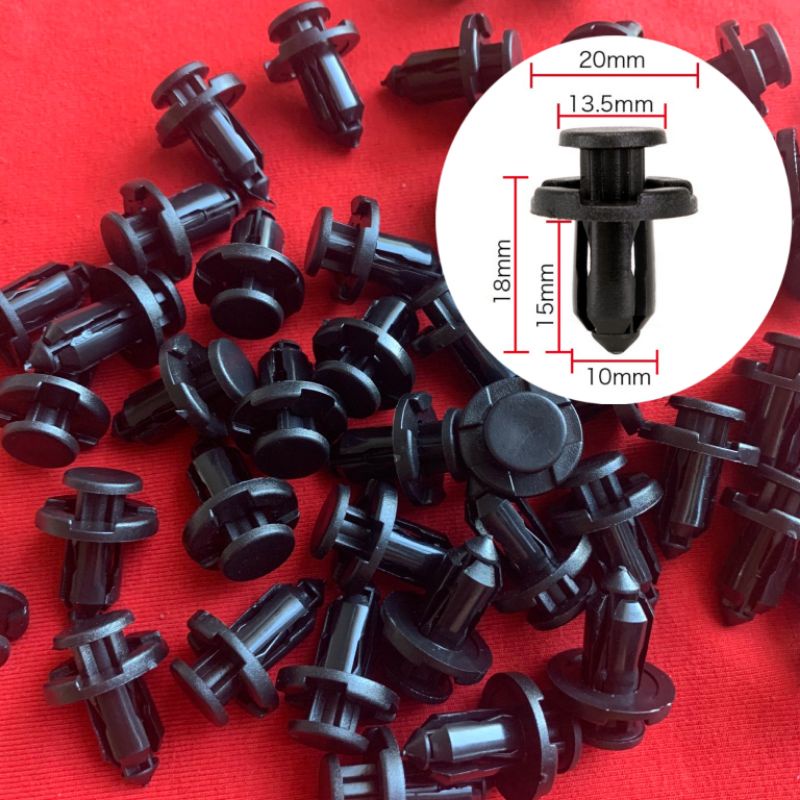 Bộ đinh tán chốt phi 10mm chân dài gắn cản bùn, nắp capo hàng nhập khẩu(bộ 50 và 100 cái)