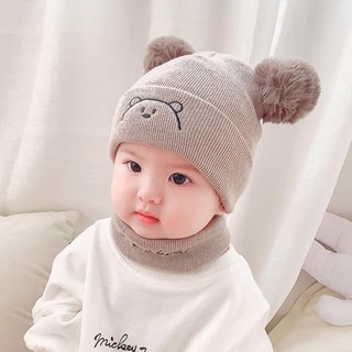Set mũ len kèm khăn ống mặt cho bé