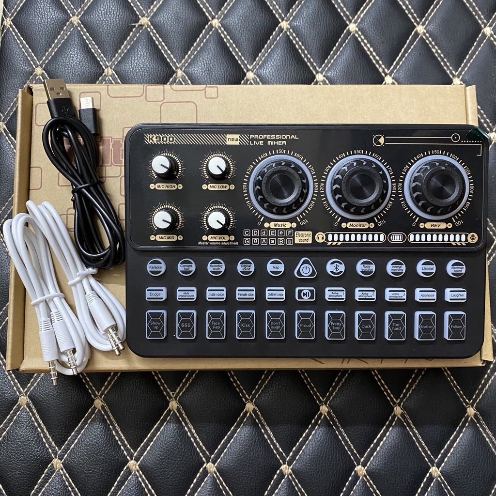 Sound Card K900 hát live stream thu âm Có bluetooth auto-tune tích pin