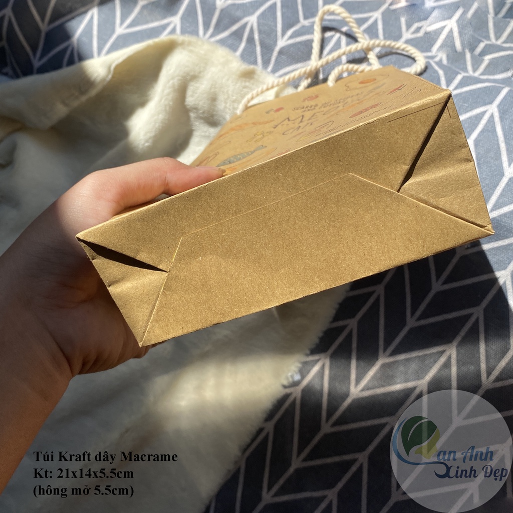 Túi Giấy Handmade Dây Macrame Cute 21x14x5.5cm - Shop Lan Anh