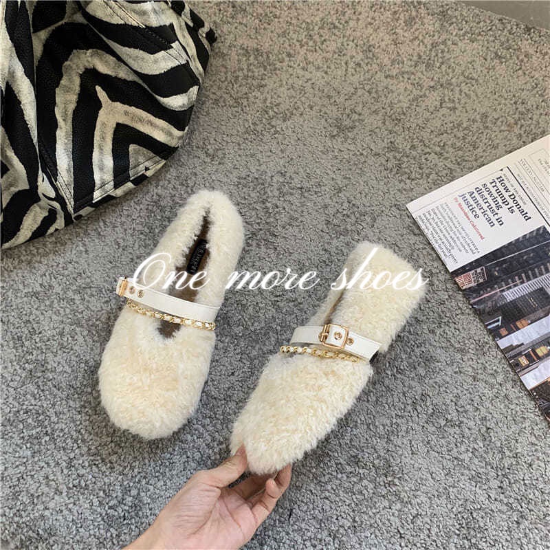 One more shoes Giày Lười Vải Lông Ấm Áp Chống Trượt Phong Cách Mới Cho Phụ Nữ Mang Thai