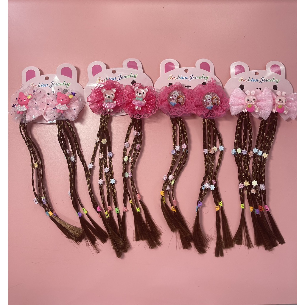 Set 2 kẹp tóc giả thắt bím xinh xắn đáng yêu cho bé