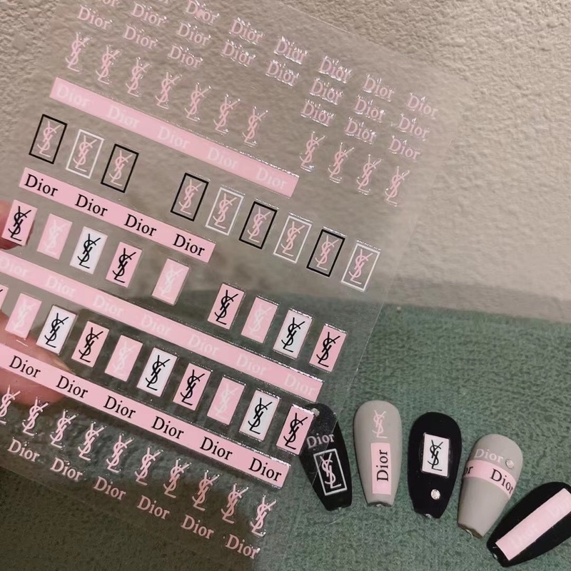 Sticker 3d màu hồng dán móng tay nail