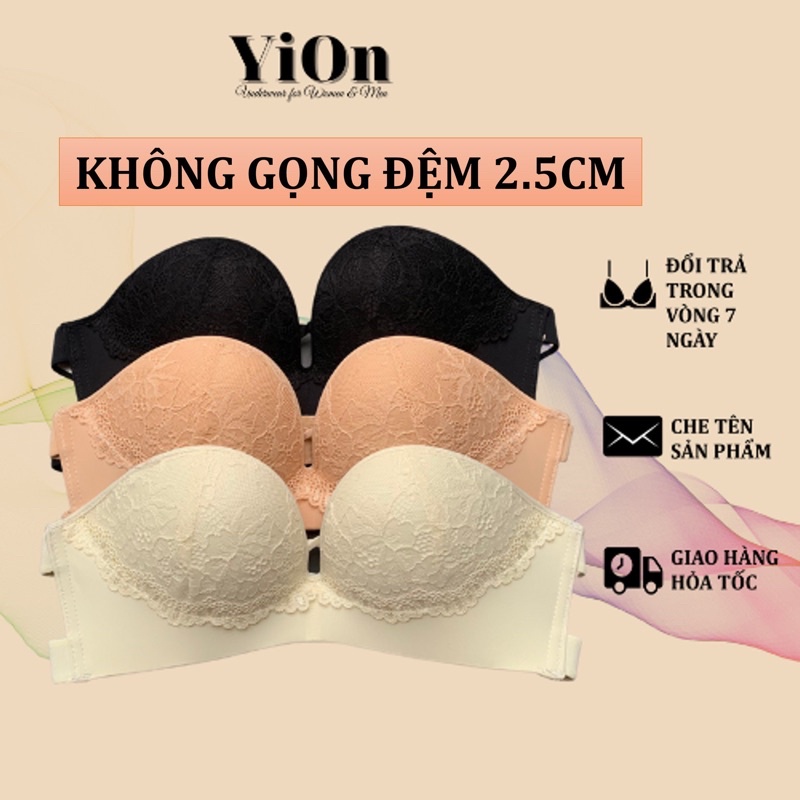 Áo ngực không dây chống tuột nửa quả phối ren cao cấp Yion Underwear AKD06