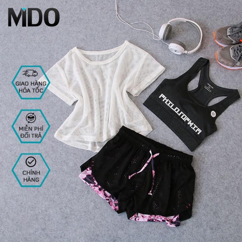 Sét bộ đồ tập gym nữ Mido S17, dùng bộ đồ tập yoga, gym, zumba, chất liệu siêu đẹp, co giãn, thoáng mát 