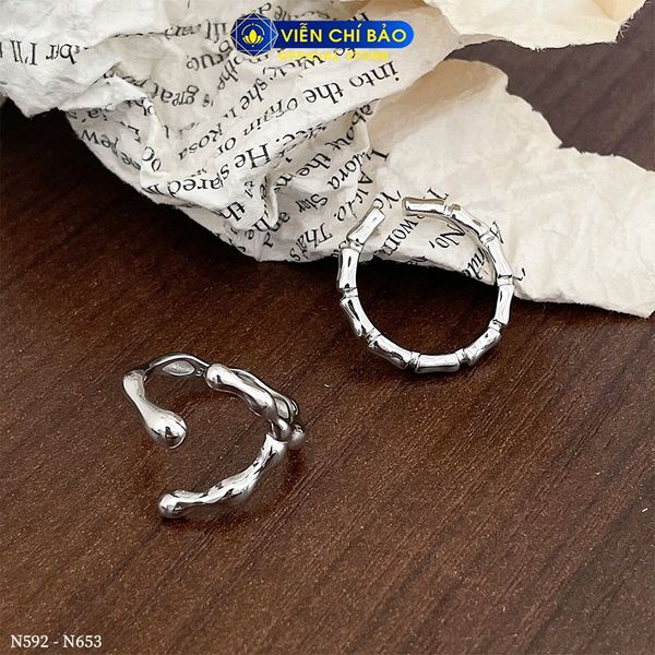 Nhẫn chữ C cách điệu chất liệu bạc Thái 925 thời trang phụ kiện trang sức nữ Viễn Chí Bảo N000592
