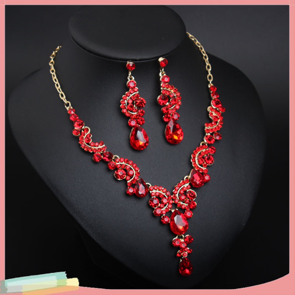 Bộ Vòng cổ + Đôi Khuyên Tai Thiết Kế Phối Đá Nhân Tạo Thời Trang Cho Nữ