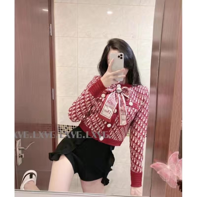 Áo len kèm nơ monteghi thu đông sang chảnh