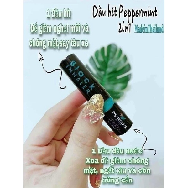 Combo 6 Ống Hít Thông Mũi Bạc Hà Black Peppermint Thái Lan, Ống Hít Thông Mũi Đen
